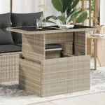 Masă de grădină cu blat din sticlă, gri deschis, 100x55x73 cm GartenMobel Dekor