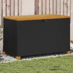 Ladă depozitare grădină negru 110x55x63cm lemn acacia poliratan GartenMobel Dekor