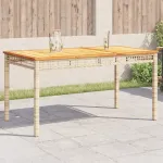 Masă de grădină, bej, 140x80x75 cm, poliratan și lemn acacia GartenMobel Dekor