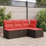 Scaun de grădină cu pernă, maro, 55x55x37 cm, poliratan GartenMobel Dekor