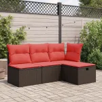 Scaun de grădină cu pernă, maro, 55x55x37 cm, poliratan GartenMobel Dekor