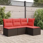 Scaun de grădină cu pernă, maro, 55x55x37 cm, poliratan GartenMobel Dekor