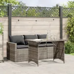 Set mobilier de grădină cu perne, 2 piese, gri, poliratan GartenMobel Dekor