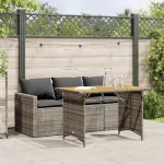 Set mobilier de grădină cu perne, 2 piese, gri, poliratan GartenMobel Dekor