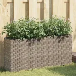 Jardinieră de grădină cu 2 ghivece, gri, 90x20x40 cm poliratan GartenMobel Dekor