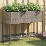Jardinieră de grădină cu raft, gri, poliratan GartenMobel Dekor