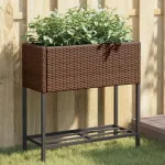Jardinieră de grădină cu raft, maro, poliratan GartenMobel Dekor
