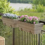 Jardiniere cu cârlige, 2 buc., gri, poliratan GartenMobel Dekor