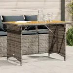 Masă de grădină cu blat din lemn, gri, 110x68x70 cm, poliratan GartenMobel Dekor