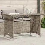 Masă de grădină cu blat din sticlă gri, 110x68x70 cm, poliratan GartenMobel Dekor