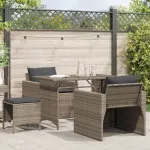 Set canapea de grădină cu perne, 4 piese, gri, poliratan GartenMobel Dekor