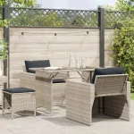 Set canapea de grădină cu perne, 4 piese, gri deschis poliratan GartenMobel Dekor