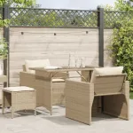 Set canapele de grădină, 4 piese, cu perne, bej, poliratan GartenMobel Dekor