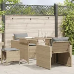 Set canapele de grădină, 4 piese, cu perne, bej, poliratan GartenMobel Dekor