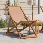 Scaun de plajă pliabile, taupe, lemn masiv eucalipt și țesătură GartenMobel Dekor