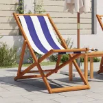 Scaun plajă pliabile albastru/alb lemn masiv eucalipt/țesătură GartenMobel Dekor