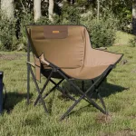 Scaune de camping cu buzunar, pliabile, 2 buc., maro GartenMobel Dekor