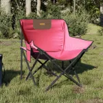 Scaune de camping cu buzunar, pliabile, 2 buc., roz GartenMobel Dekor