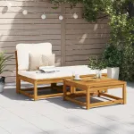 Set mobilier de grădină cu perne, 3 piese, lemn masiv acacia GartenMobel Dekor