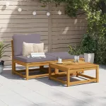 Set mobilier de grădină cu perne, 3 piese, lemn masiv acacia GartenMobel Dekor