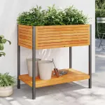 Jardinieră de grădină cu raft 80x45x80cm lemn masiv acacia/oțel GartenMobel Dekor