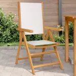 Scaune de grădină 2 buc., alb crem, lemn masiv acacia și textil GartenMobel Dekor
