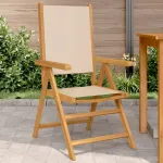 Scaune de grădină 2 buc., bej, lemn masiv acacia și textil GartenMobel Dekor