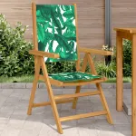 Scaune grădină 2 buc., model frunze, lemn masiv acacia textil GartenMobel Dekor