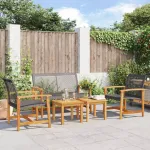 Set mobilier de grădină, 5 piese, poliratan negru/lemn acacia GartenMobel Dekor