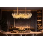Candelabru Cristal 20xE14, BLOSSOM Imperio 100x40cm, Auriu Lucios, Inaltime Reglabila, Metal si Cristal