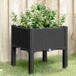 Jardinieră de grădină cu picioare, negru, 40x40x42 cm, PP GartenMobel Dekor