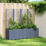 Jardinieră de grădină cu spalier, albastru gri, 160x40x140 cm, PP GartenMobel Dekor