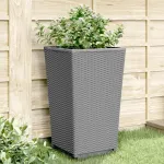 Jardiniere de grădină, 4 buc., gri deschis, 32,5x32,5x57 cm, PP GartenMobel Dekor