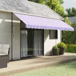 Pânză de rezervă fald copertină, albastru și alb 4,5 m dungi GartenMobel Dekor