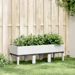 Jardinieră de grădină cu picioare, alb, 120x40x42 cm, PP GartenMobel Dekor