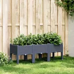 Jardinieră de grădină cu picioare, albastru gri, 120x40x42 cm, PP GartenMobel Dekor
