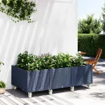Jardinieră de grădină cu picioare, albastru gri, 150x80x54 cm, PP GartenMobel Dekor