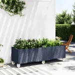 Jardinieră de grădină cu picioare, albastru gri, 160x50x54 cm, PP GartenMobel Dekor