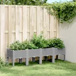 Jardinieră de grădină cu picioare, gri deschis, 160x40x42cm, PP GartenMobel Dekor