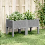 Jardinieră de grădină cu picioare, gri deschis, 80x40x42 cm, PP GartenMobel Dekor