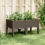 Jardinieră de grădină cu picioare, maro, 80x40x42 cm, PP GartenMobel Dekor