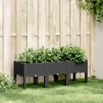 Jardinieră de grădină cu picioare, negru, 120x40x42 cm, PP GartenMobel Dekor