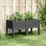 Jardinieră de grădină cu picioare, negru, 80x40x42 cm, PP GartenMobel Dekor