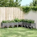 Jardinieră de grădină cu picioare gri deschis 200x160x42 cm, PP GartenMobel Dekor
