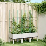Jardinieră de grădină cu spalier, alb, 120x40x142,5 cm PP GartenMobel Dekor
