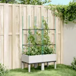 Jardinieră de grădină cu spalier, alb, 80x40x142,5 cm, PP GartenMobel Dekor
