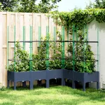 Jardinieră de grădină cu spalier, albastru gri, 160x120x142,5 cm, PP GartenMobel Dekor