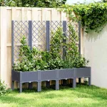 Jardinieră de grădină cu spalier, albastru gri, 160x40x142 cm, PP GartenMobel Dekor