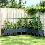 Jardinieră de grădină cu spalier, albastru gri, 200x160x142,5 cm, PP GartenMobel Dekor
