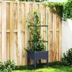 Jardinieră de grădină cu spalier, albastru gri, 40x40x142,5 cm, PP GartenMobel Dekor